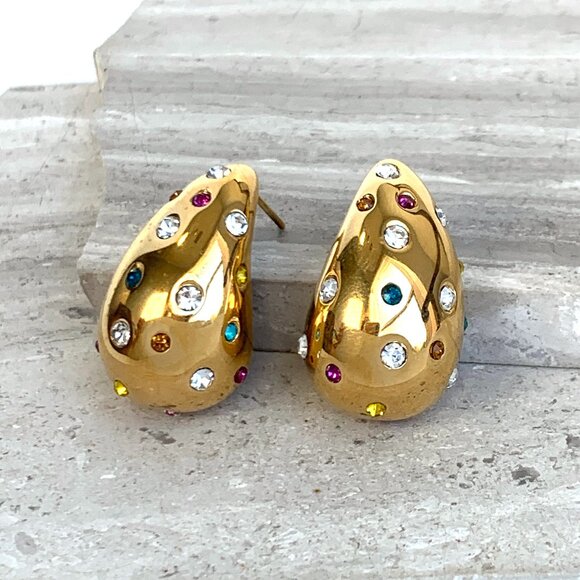 NEW~ Anthropologie Adina Eden Colorful Teardrop Stud Earrings - Picture 3 of 12